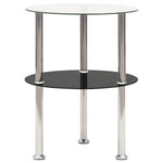 Sidebord 2 Etasjer Gjennomsiktig Og Svart 38 Cm Herdet Glass