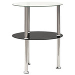 Sidebord 2 Etasjer Gjennomsiktig Og Svart 38 Cm Herdet Glass