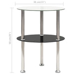 Sidebord 2 Etasjer Gjennomsiktig Og Svart 38 Cm Herdet Glass