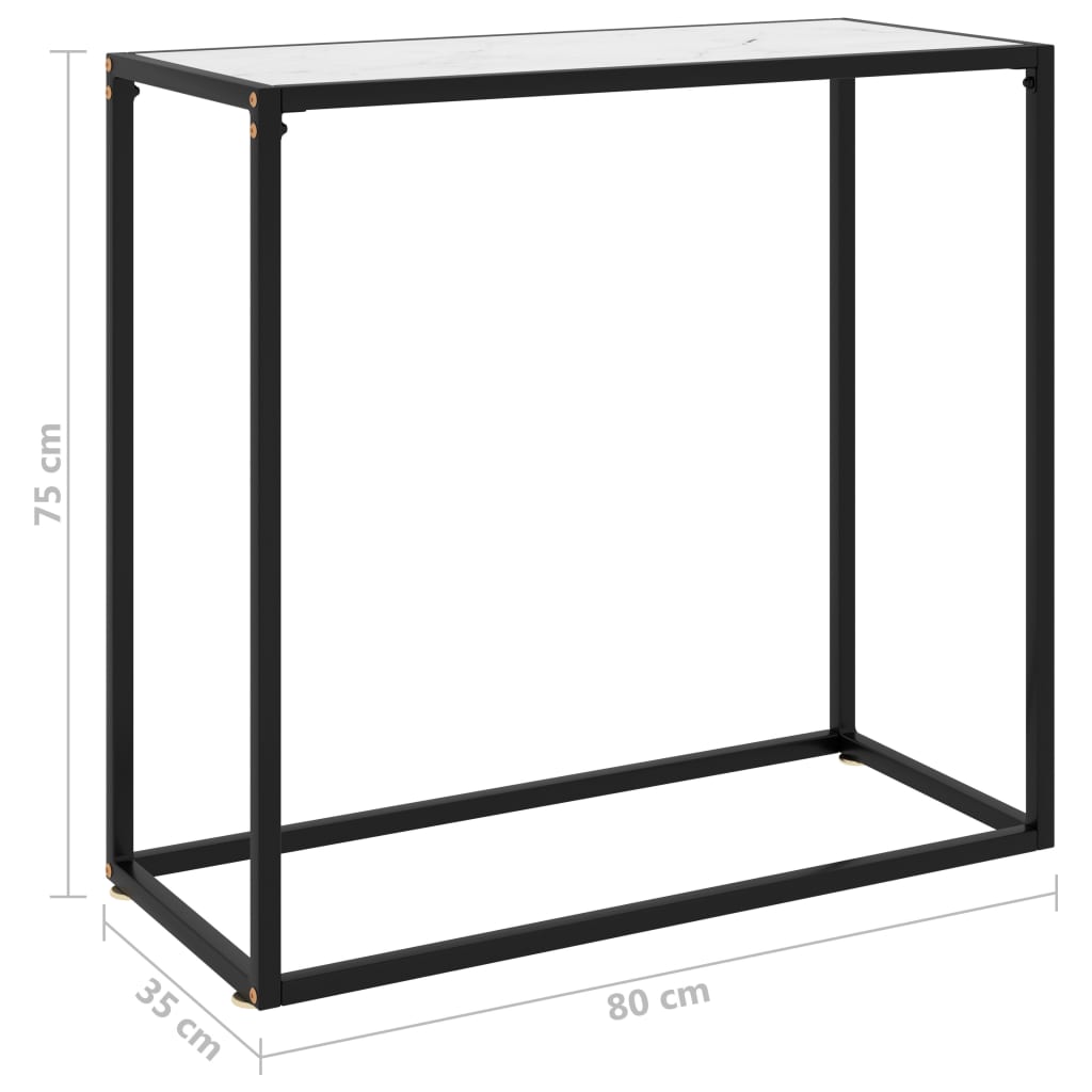 Konsollbord Hvit 80X35X75 Cm Herdet Glass