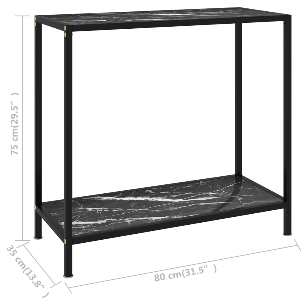 Konsollbord Svart 80X35X75 Cm Herdet Glass