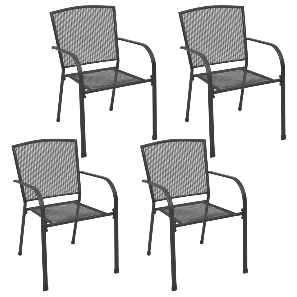 Utestoler 4 Stk Nettingdesign Stål Antrasitt