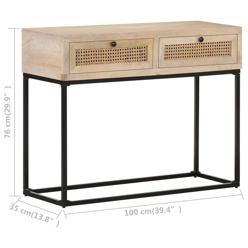 Konsollbord 100X35X76 Cm Heltre Mango Og Naturlig Stokk