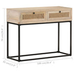 Konsollbord 100X35X76 Cm Heltre Mango Og Naturlig Stokk