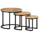 Sidebord 3 Stk Grovt Mangotre
