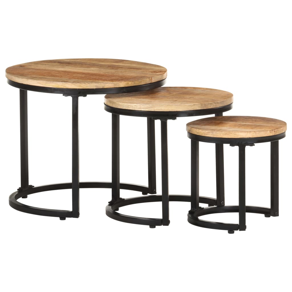 Sidebord 3 Stk Grovt Mangotre