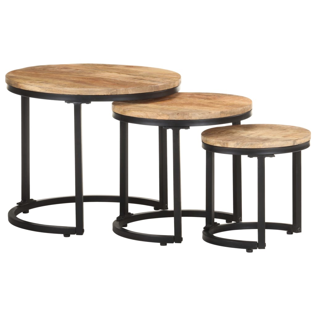 Sidebord 3 Stk Grovt Mangotre