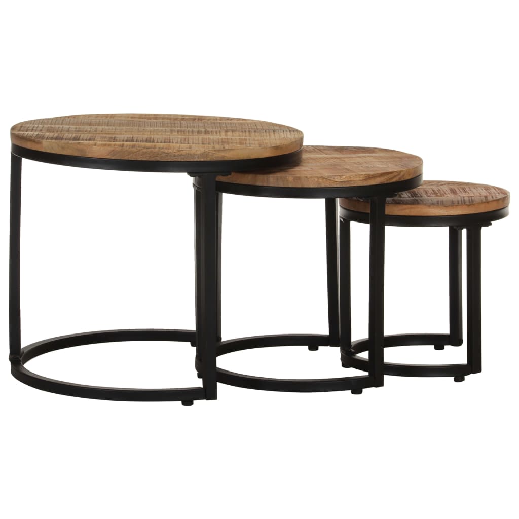 Sidebord 3 Stk Grovt Mangotre