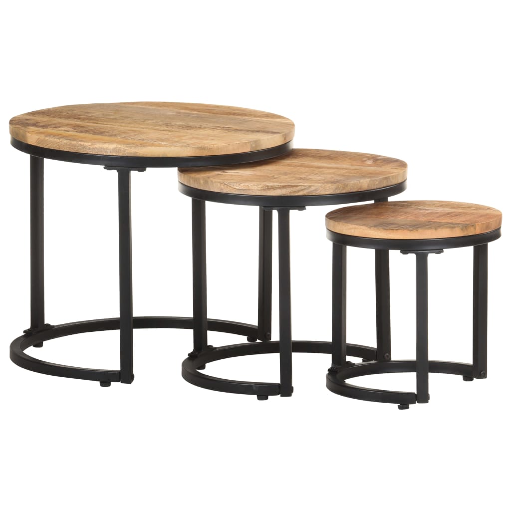 Sidebord 3 Stk Grovt Mangotre