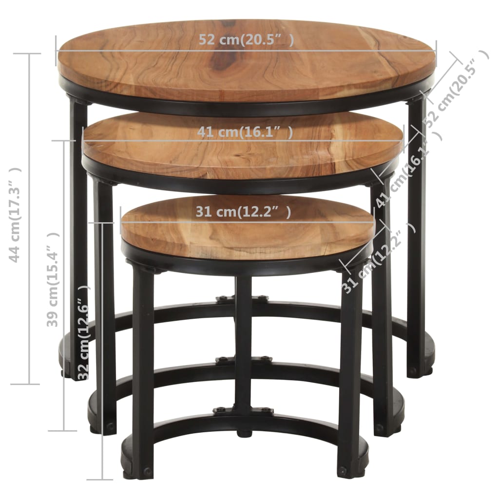Sidebord 3 Stk Heltre Akasie