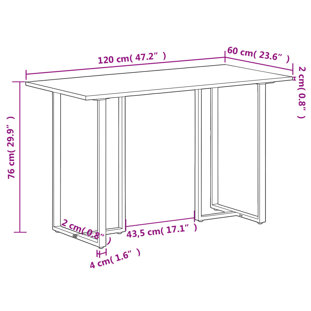 Spisebord 120 Cm Grovt Heltre Mangotre