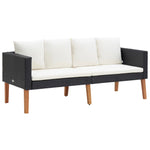 Hagesofa Med Puter 2 Seter Polyrotting Svart