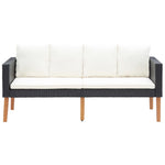 Hagesofa Med Puter 2 Seter Polyrotting Svart