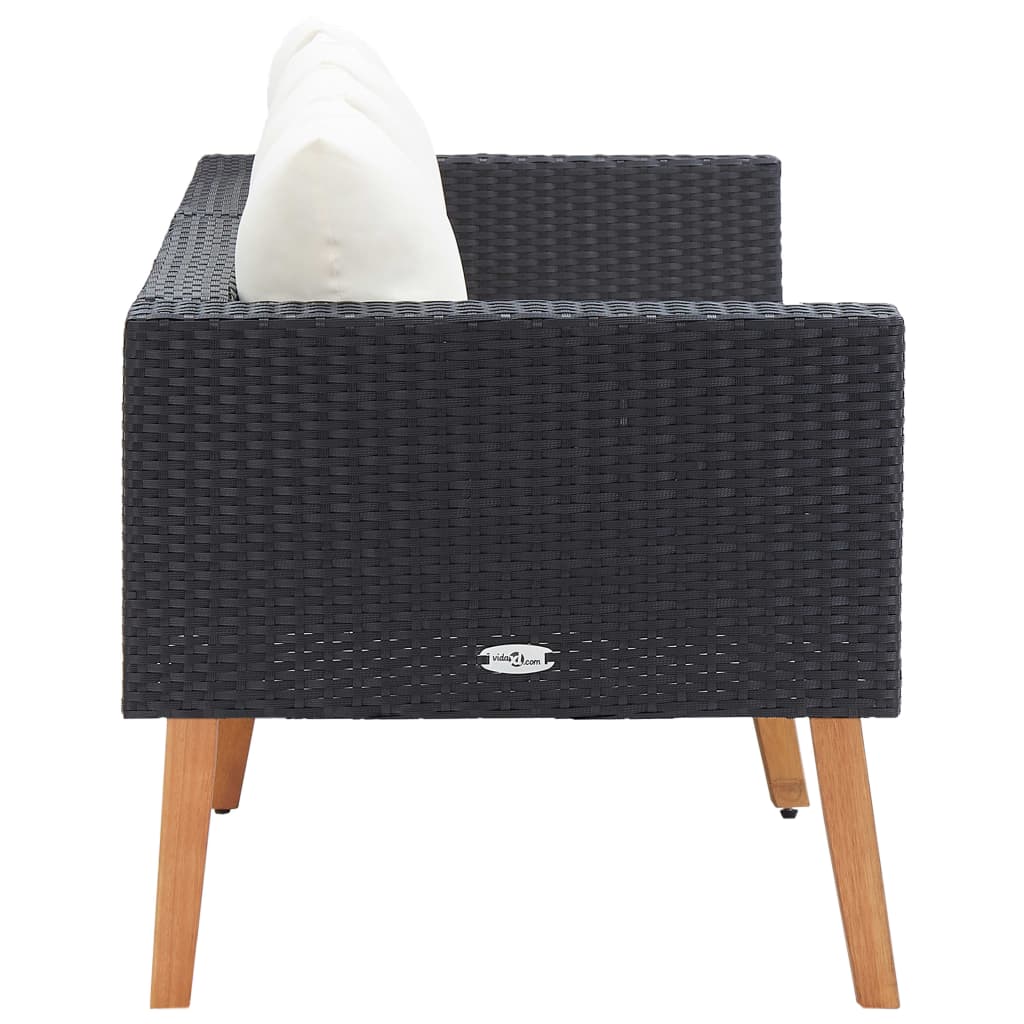 Hagesofa Med Puter 2 Seter Polyrotting Svart