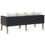 Hagesofa Med Puter 2 Seter Polyrotting Svart