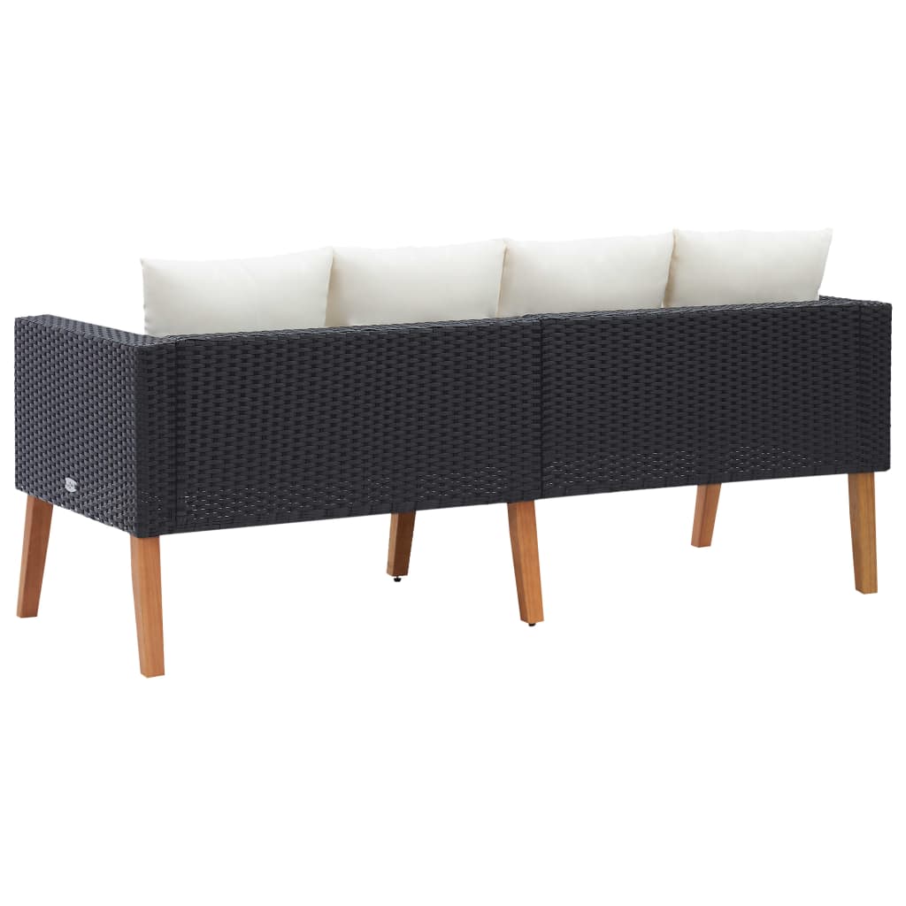 Hagesofa Med Puter 2 Seter Polyrotting Svart