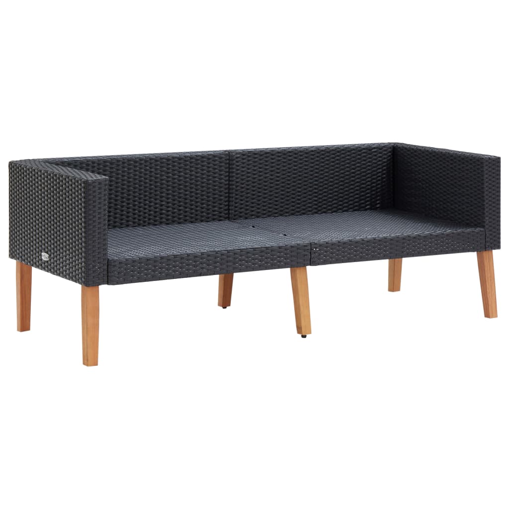 Hagesofa Med Puter 2 Seter Polyrotting Svart
