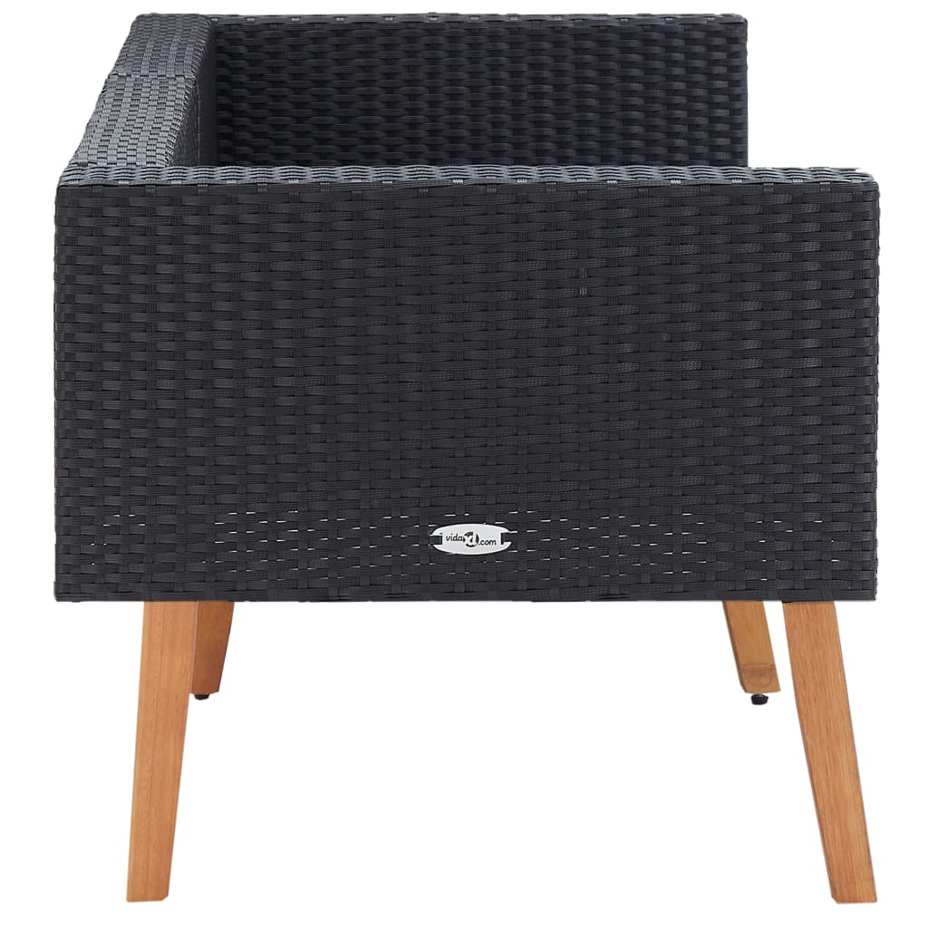 Hagesofa Med Puter 2 Seter Polyrotting Svart