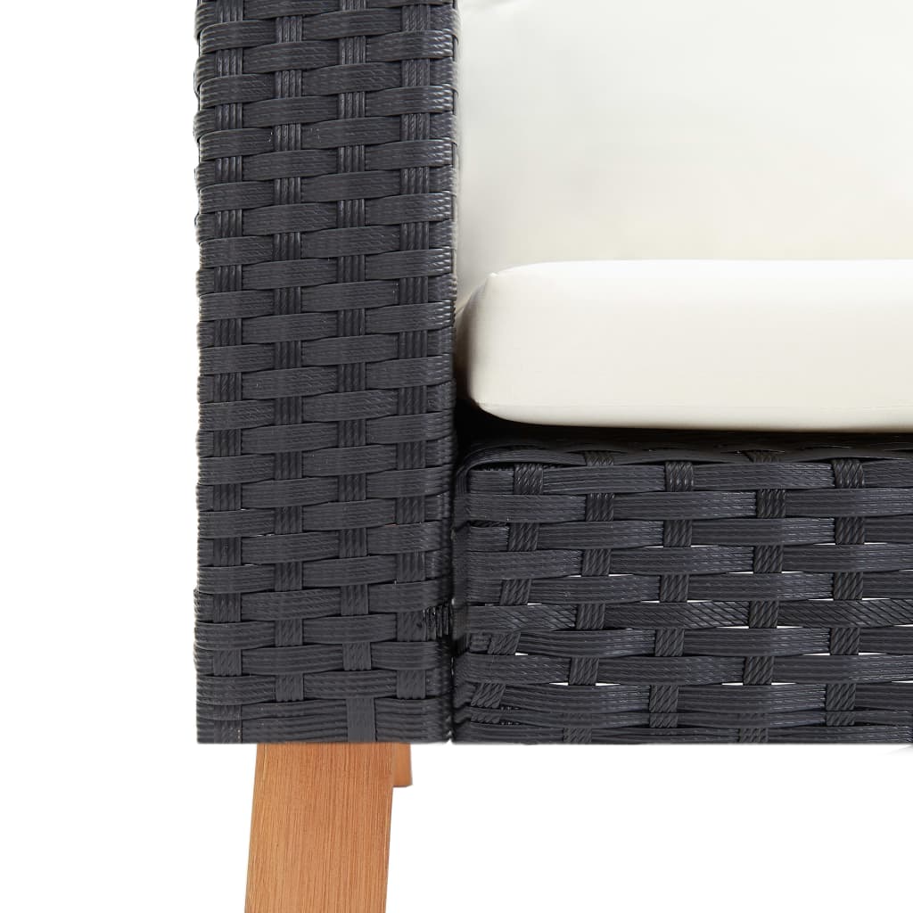 Hagesofa Med Puter 2 Seter Polyrotting Svart
