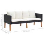 Hagesofa Med Puter 2 Seter Polyrotting Svart