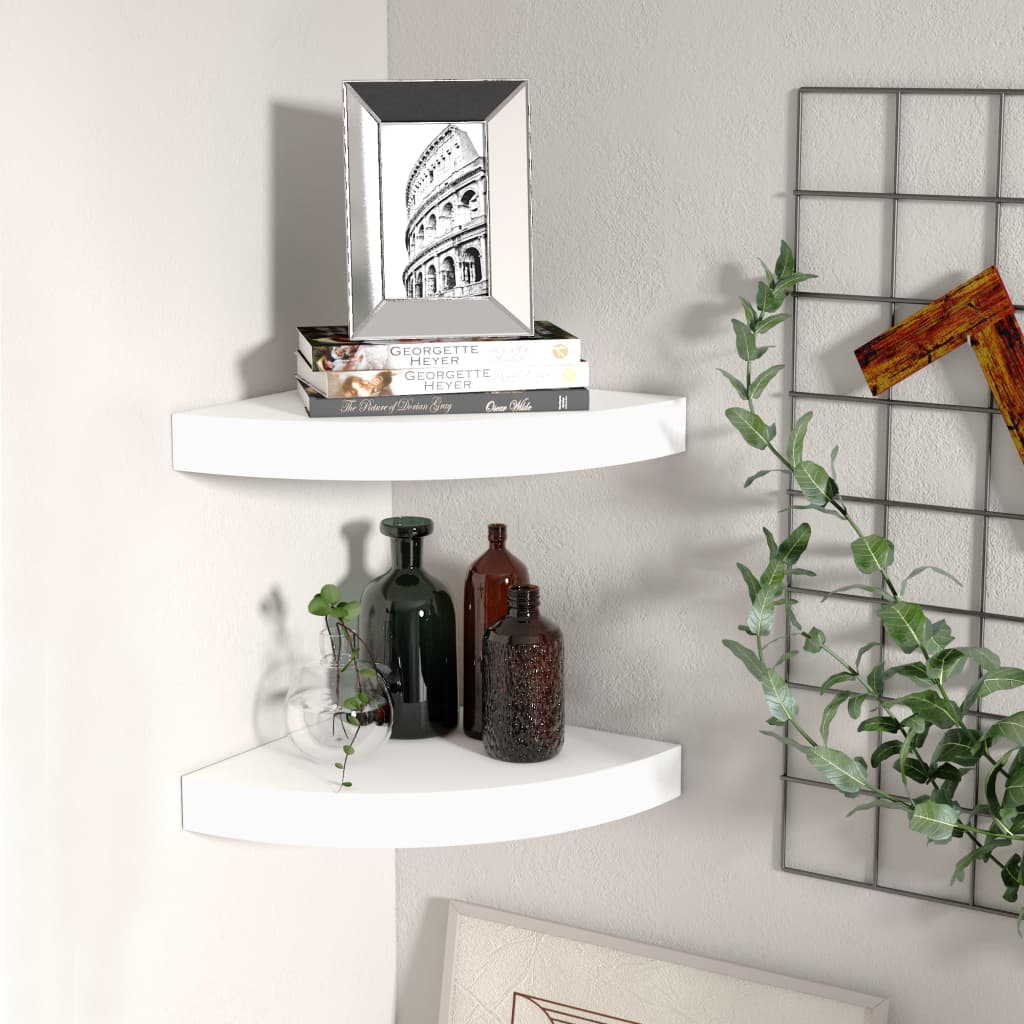 Flytende Vegghyller 2 Stk Hvit 25X25X3,8 Cm Mdf
