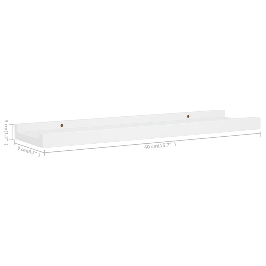 Flytende Vegghyller 2 Stk Hvit 40X9X3 Cm Mdf