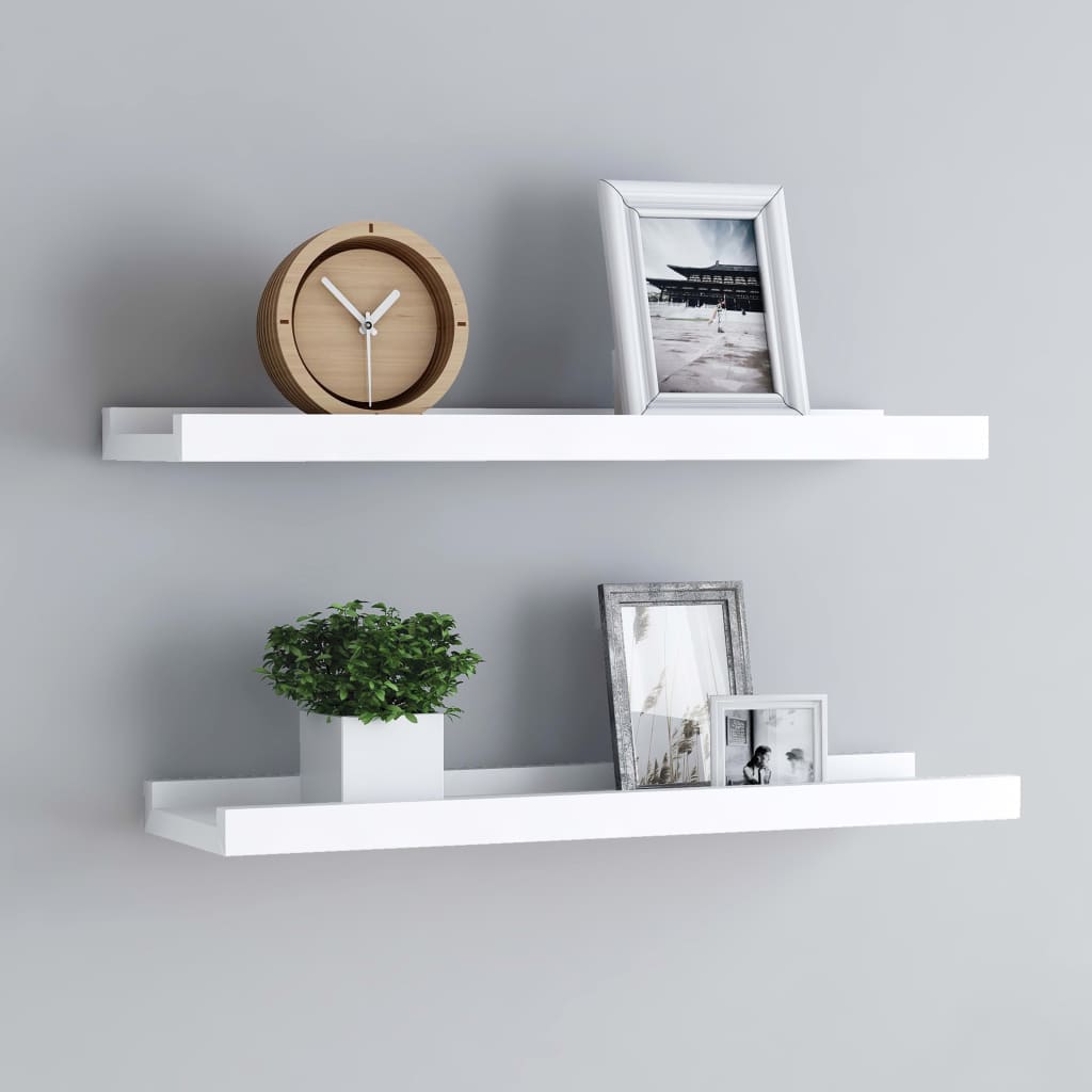 Flytende Vegghyller 2 Stk Hvit 40X9X3 Cm Mdf