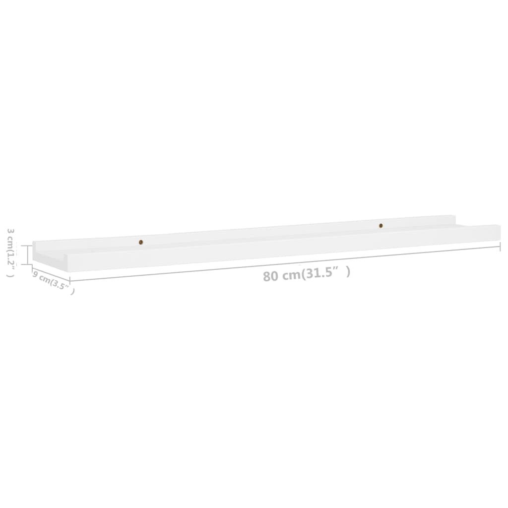 Flytende Vegghyller 2 Stk Hvit 80X9X3 Cm Mdf