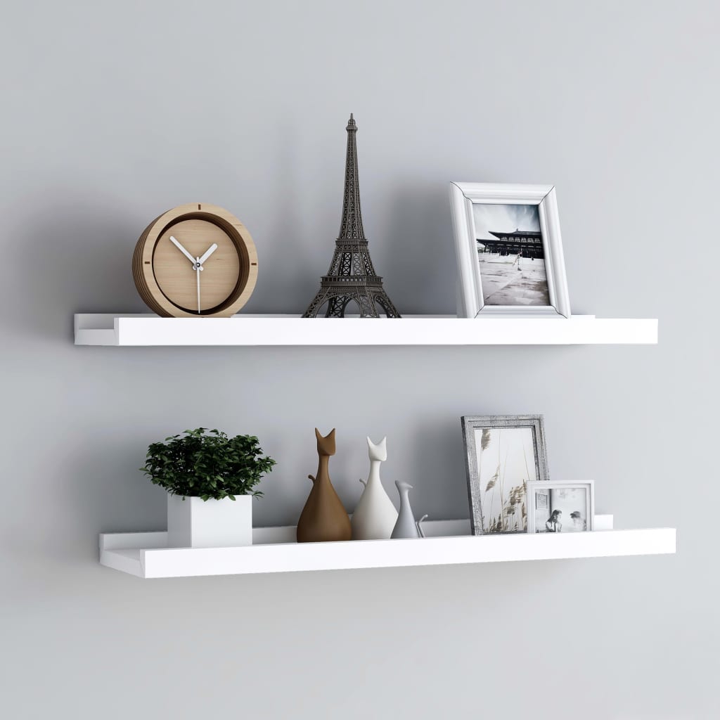 Flytende Vegghyller 2 Stk Hvit 80X9X3 Cm Mdf