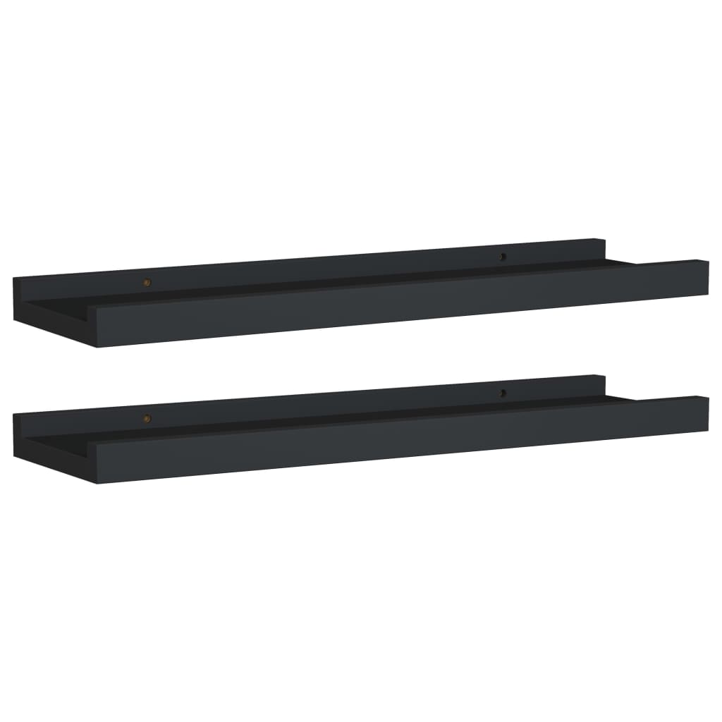 Flytende Vegghyller 2 Stk Svart 40X9X3 Cm Mdf