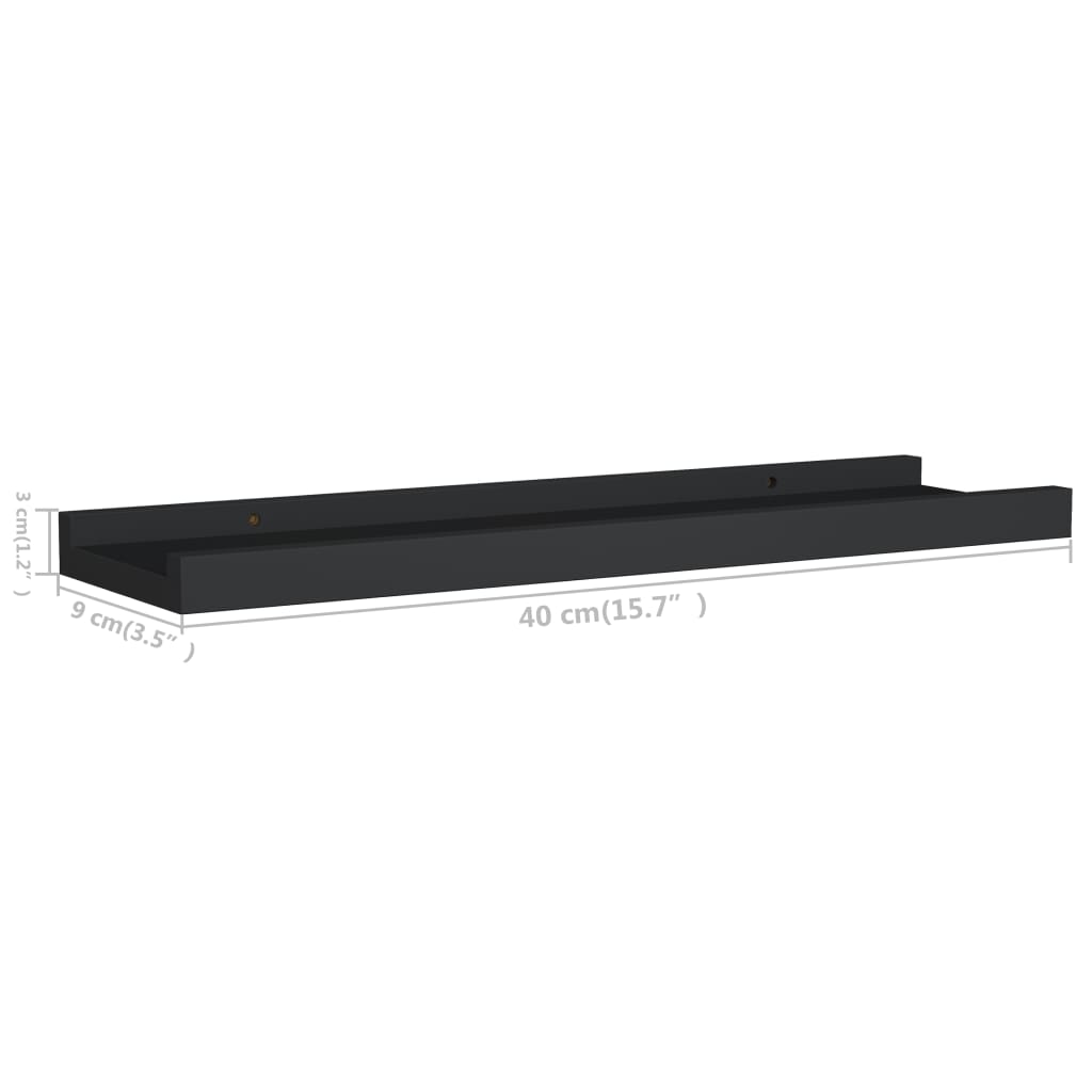 Flytende Vegghyller 2 Stk Svart 40X9X3 Cm Mdf