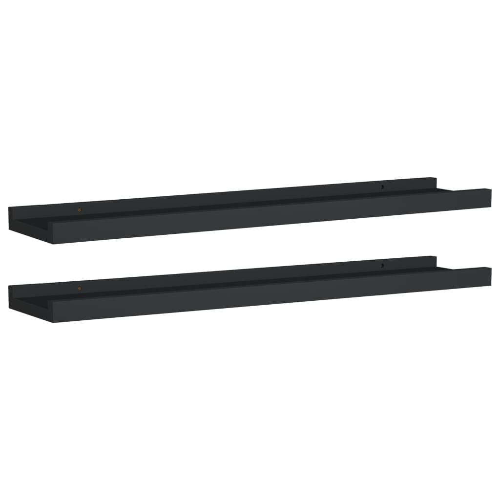Flytende Vegghyller 2 Stk Svart 60X9X3 Cm Mdf