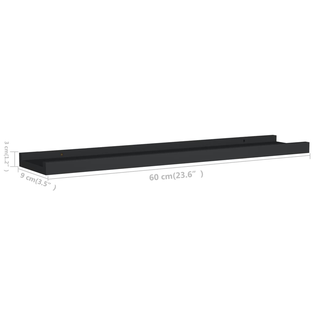 Flytende Vegghyller 2 Stk Svart 60X9X3 Cm Mdf