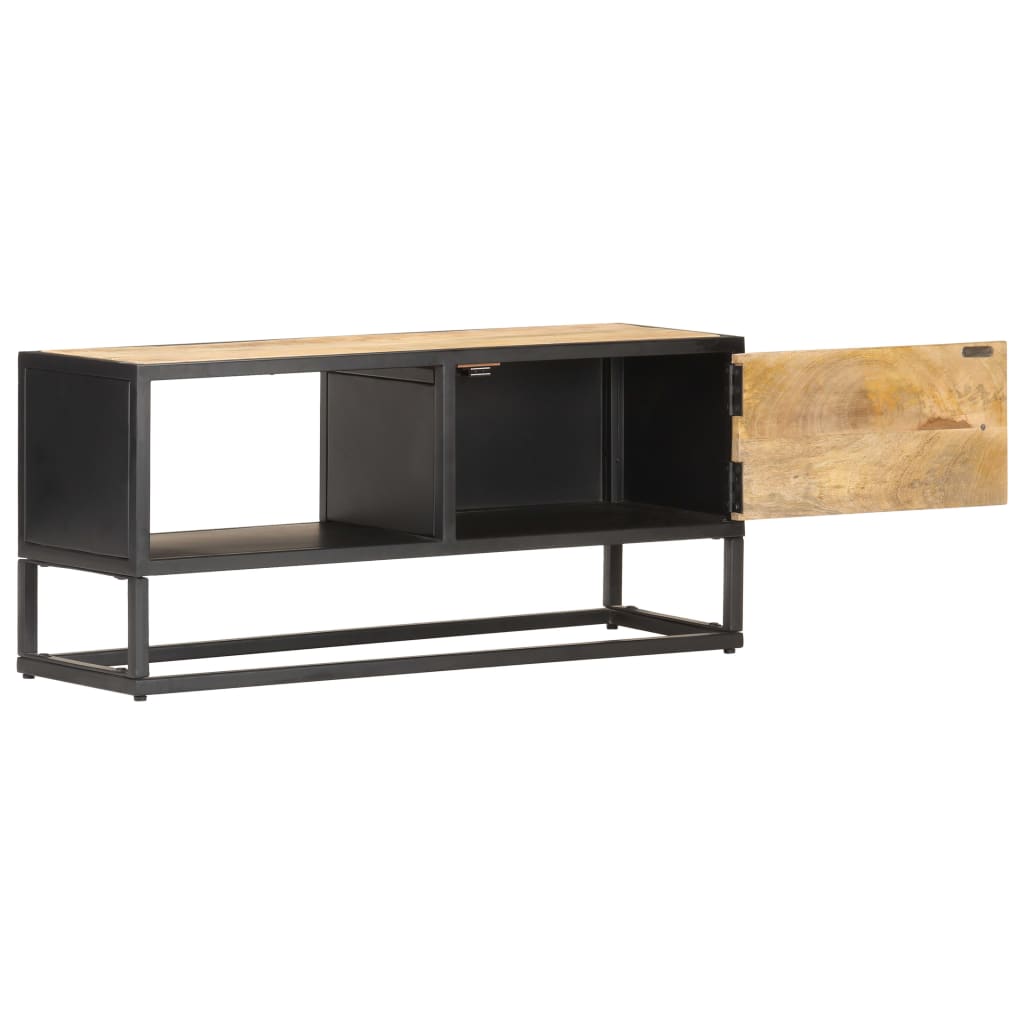 Tv-Benk Med Utskåret Dør 90X30X40 Cm Grovt Mangotre