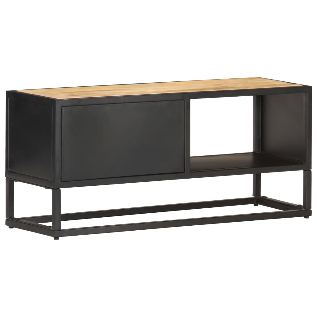 Tv-Benk Med Utskåret Dør 90X30X40 Cm Grovt Mangotre