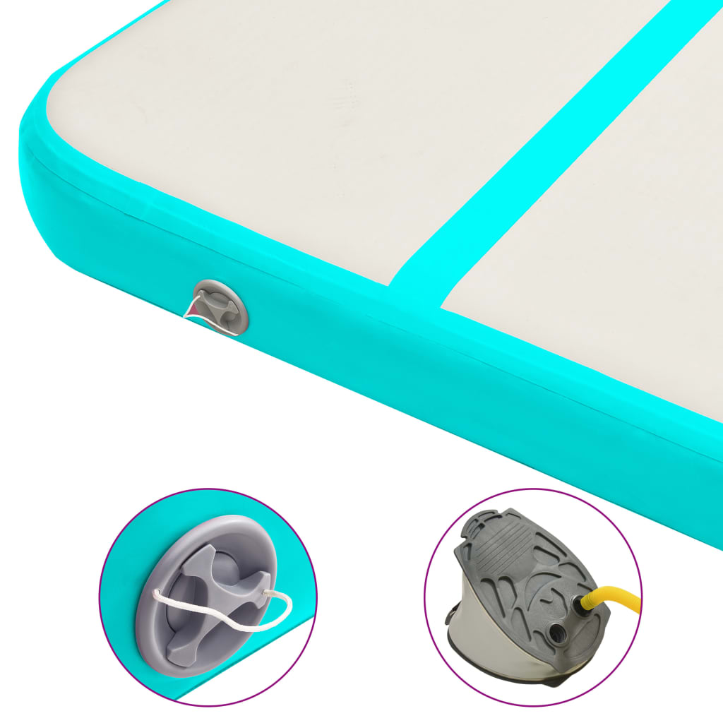 Oppblåsbar Gymnastikkmatte Med Pumpe 700X100X15 Cm Pvc Grønn