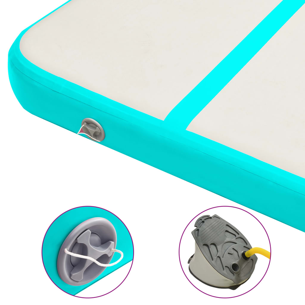 Oppblåsbar Gymnastikkmatte Med Pumpe 800X100X20 Cm Pvc Grønn