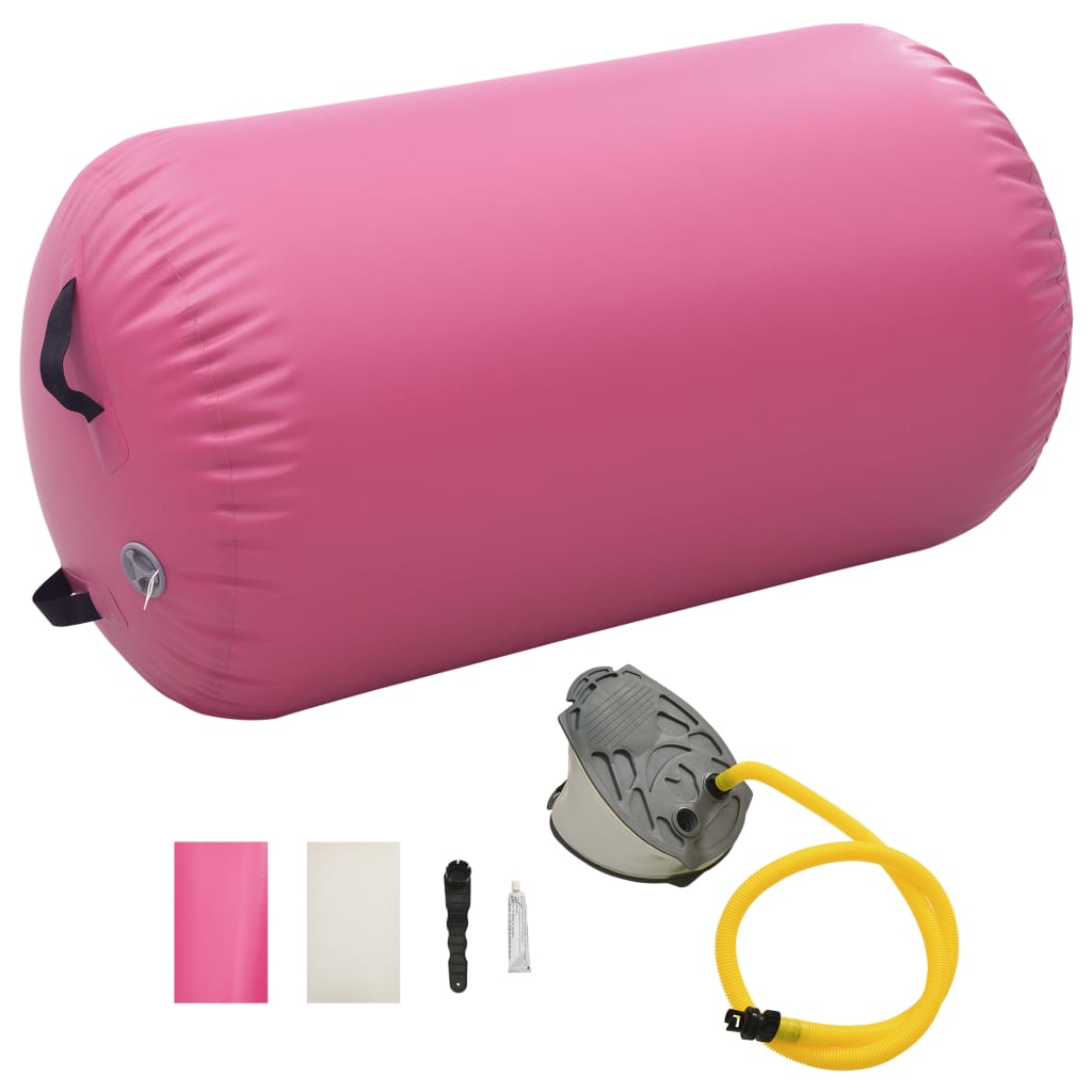 Oppblåsbar Gymnastikkrull Med Pumpe 100X60 Cm Pvc Rosa