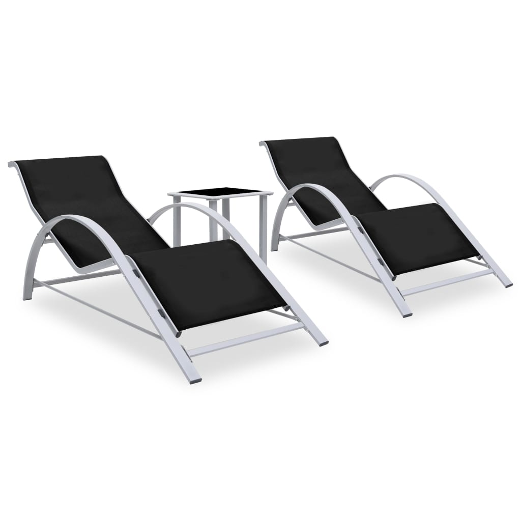 Solsenger 2 Stk Med Bord Aluminium Svart
