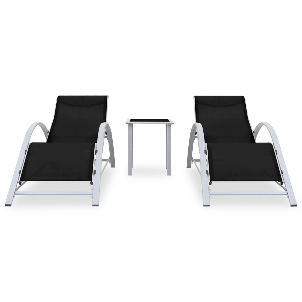 Solsenger 2 Stk Med Bord Aluminium Svart