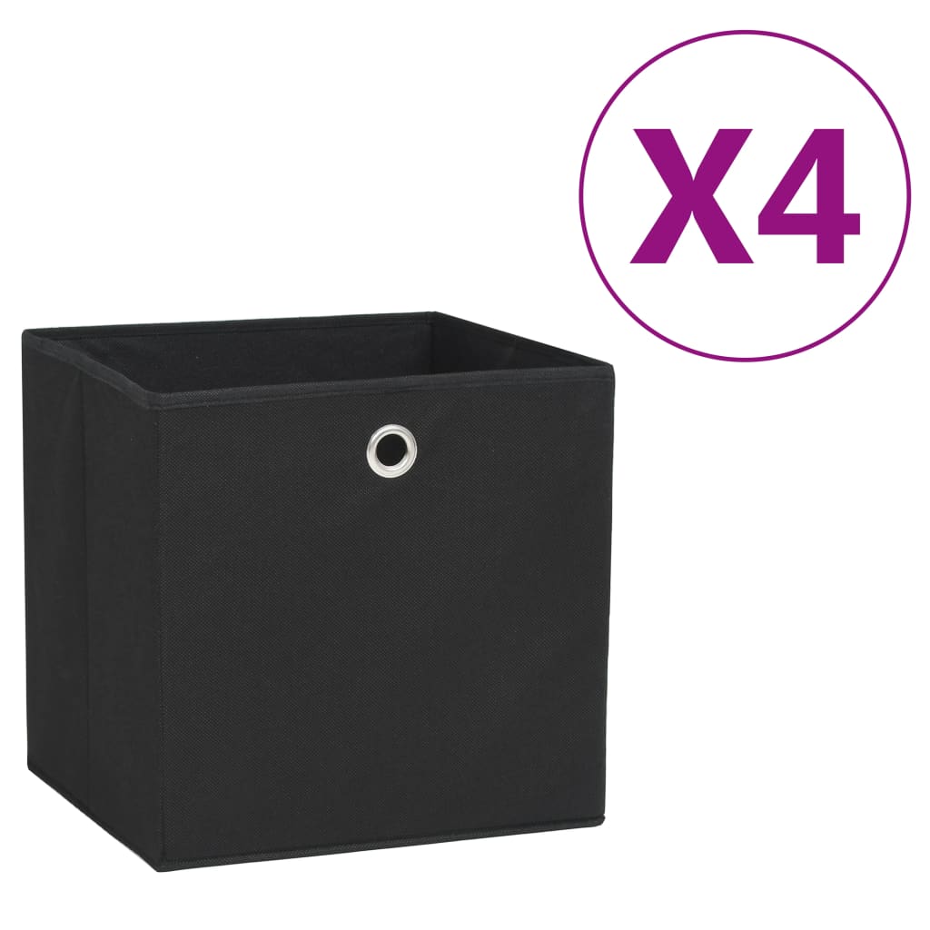 Oppbevaringsbokser 4 Stk Uvevd Stoff 28X28X28 Cm Svart