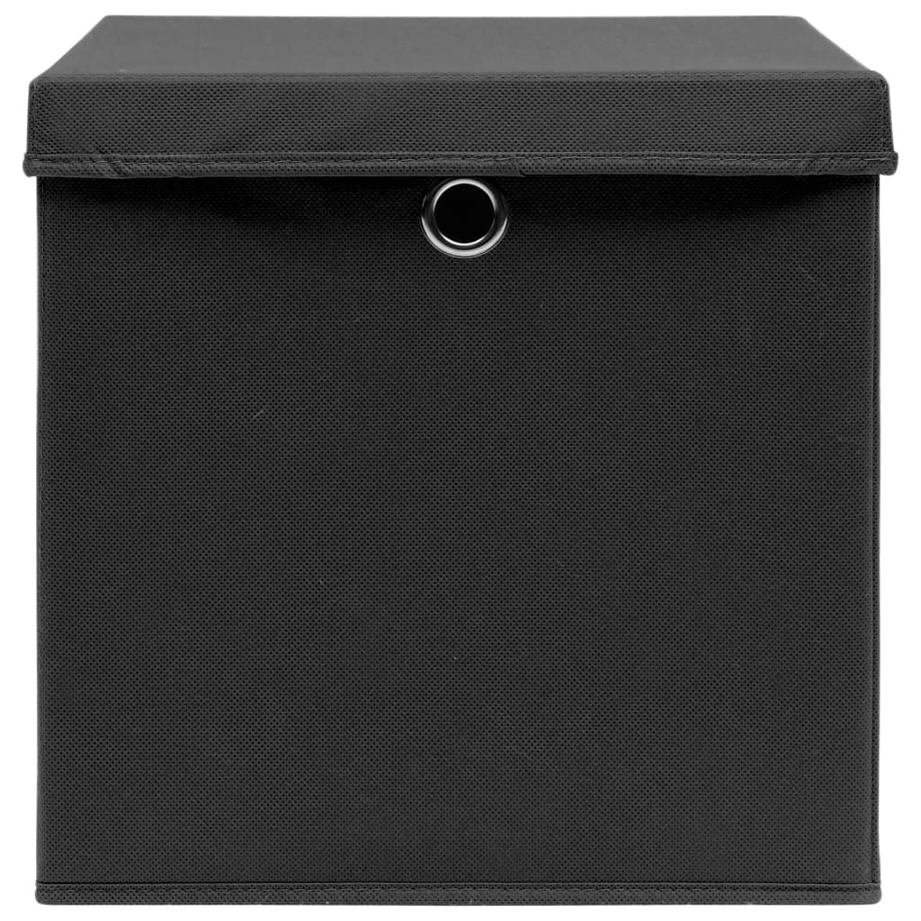 Oppbevaringsbokser Med Deksler 4 Stk 28X28X28 Cm Svart