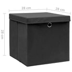 Oppbevaringsbokser Med Deksler 4 Stk 28X28X28 Cm Svart