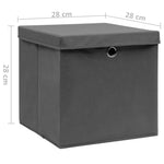 Oppbevaringsbokser Med Deksler 10 Stk 28X28X28 Cm Grå