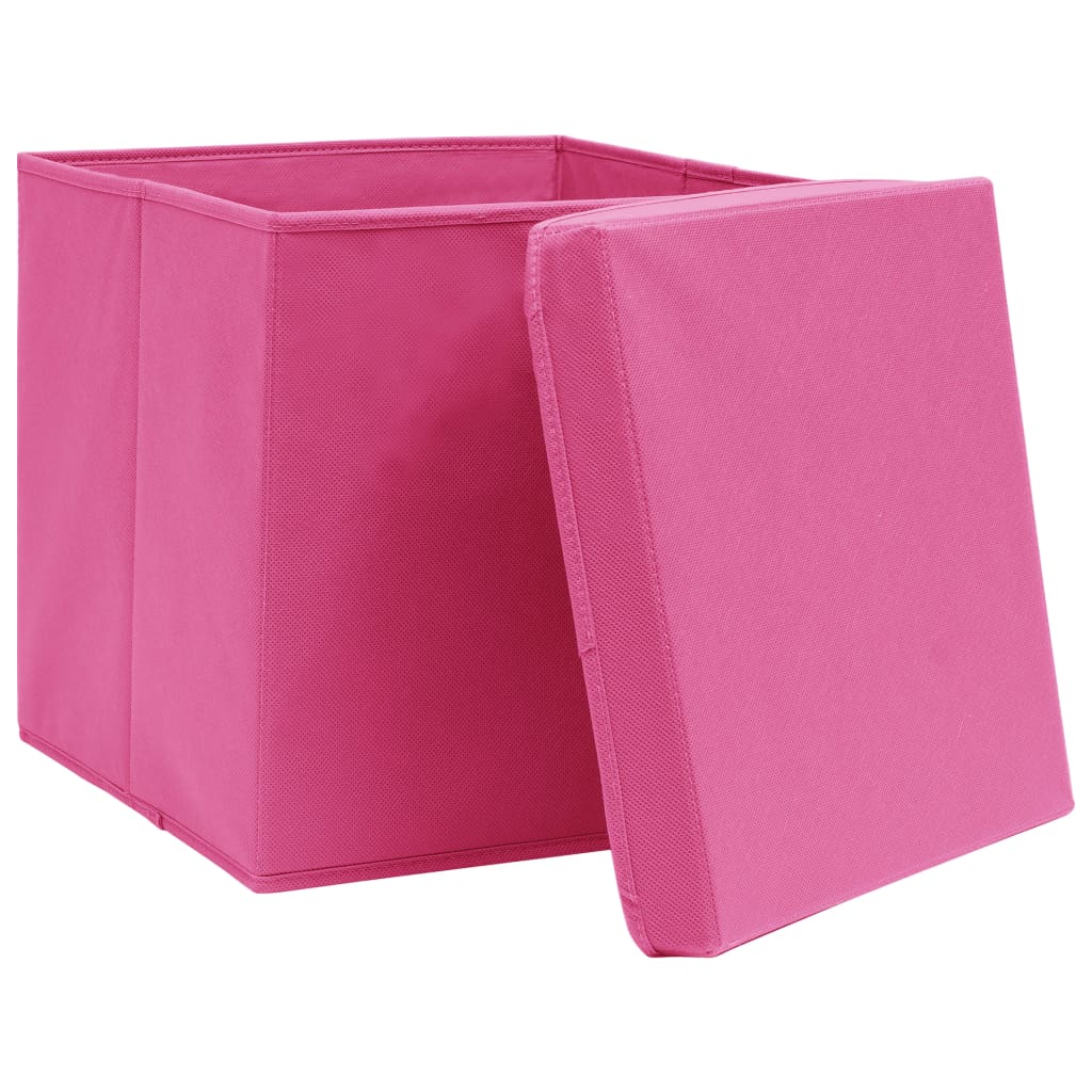 Oppbevaringsbokser Med Deksler 10 Stk 28X28X28 Cm Rosa