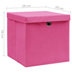 Oppbevaringsbokser Med Deksler 10 Stk 28X28X28 Cm Rosa
