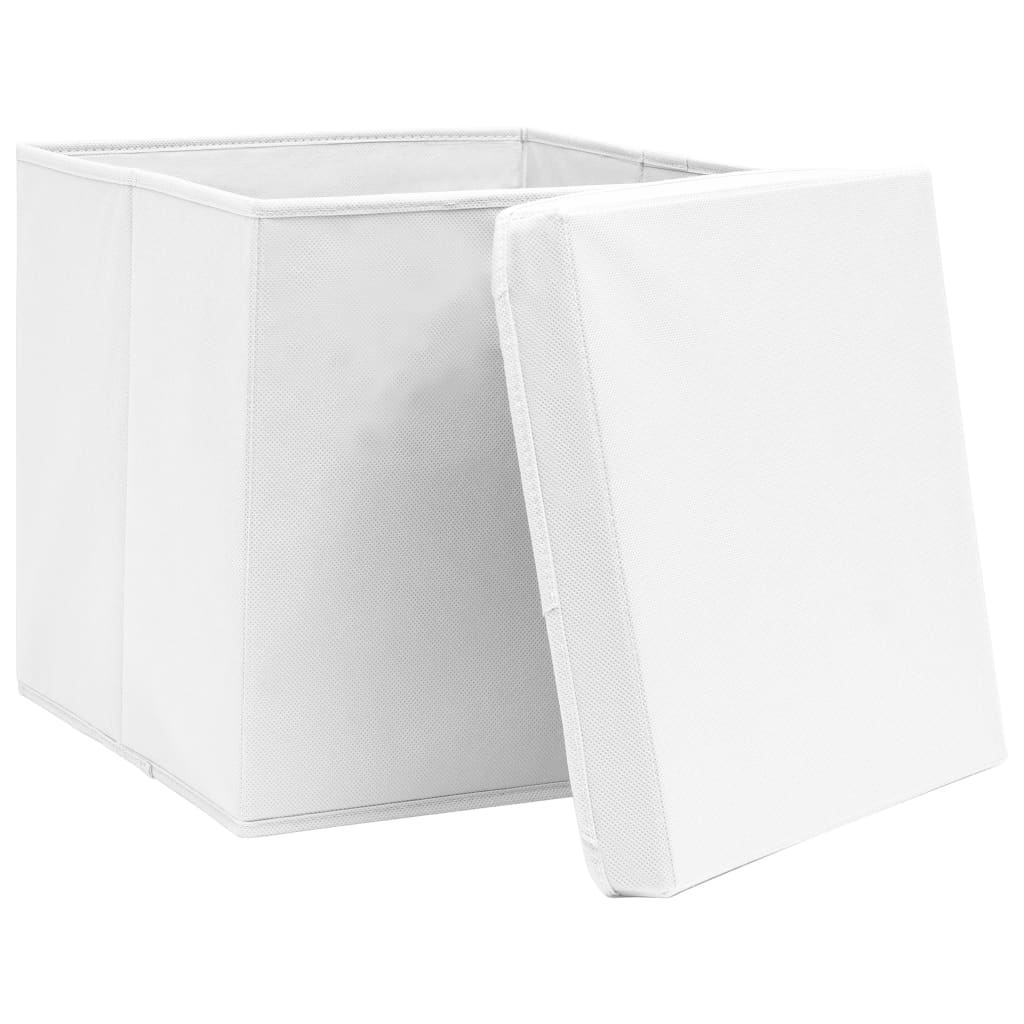 Oppbevaringsbokser Med Deksler 4 Stk 28X28X28 Cm Hvit