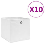 Oppbevaringsbokser 10 Stk Uvevd Stoff 28X28X28 Cm Hvit