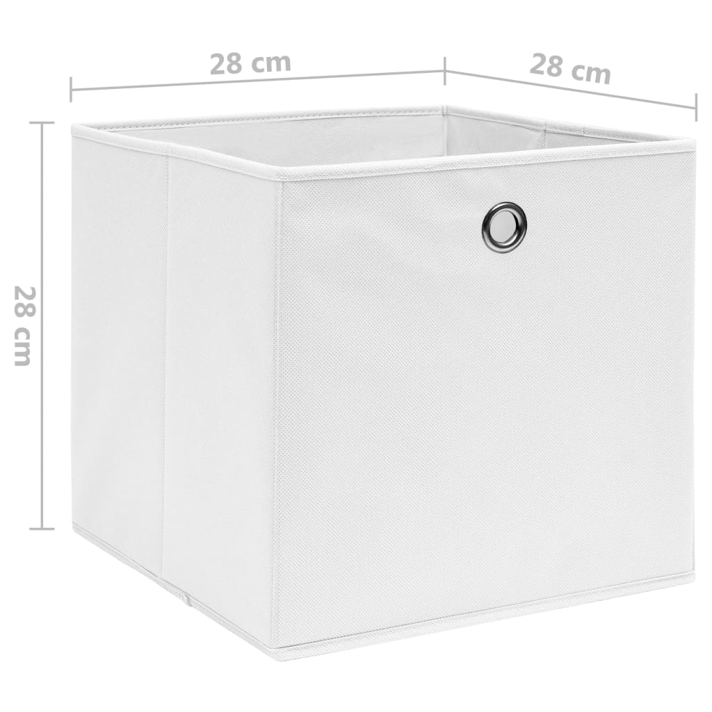 Oppbevaringsbokser 10 Stk Uvevd Stoff 28X28X28 Cm Hvit