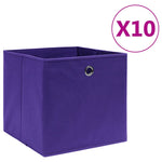 Oppbevaringsbokser 10 Stk Uvevd Stoff 28X28X28 Cm Lilla